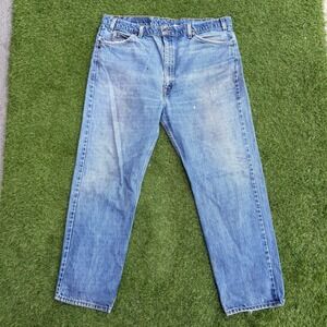 Vtg Levis 505 Orange Tab‎ Jeans Mens 40x30 Blue Light Wash Distressed USA Made